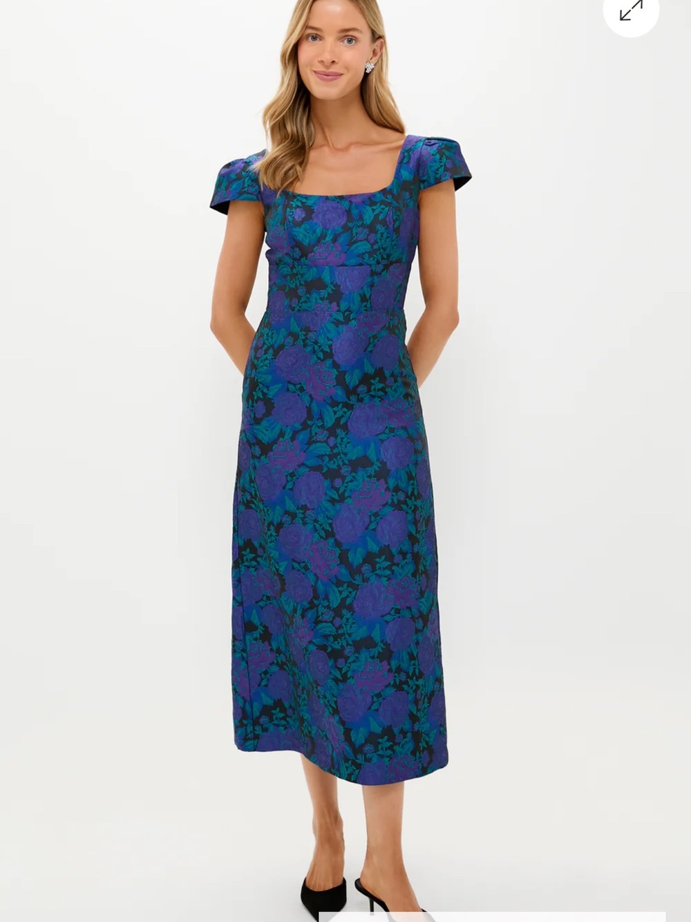 Tuckernuck Teal & Purple Floral Square-Neck Midi Dress